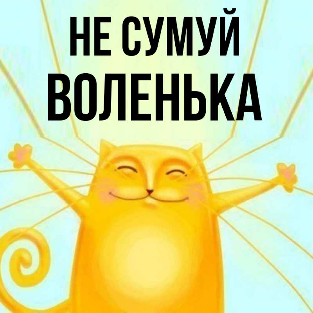 Открытка на каждый день з підписом, Воленька Не сумуй обнимашки усатые Прикольна листівка з побажанням онлайн скачати безкоштовно 