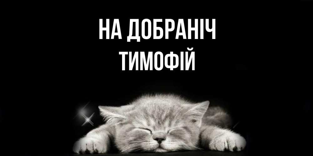 Открытка на каждый день з підписом, Тимофій На добраніч спящий котик Прикольна листівка з побажанням онлайн скачати безкоштовно 