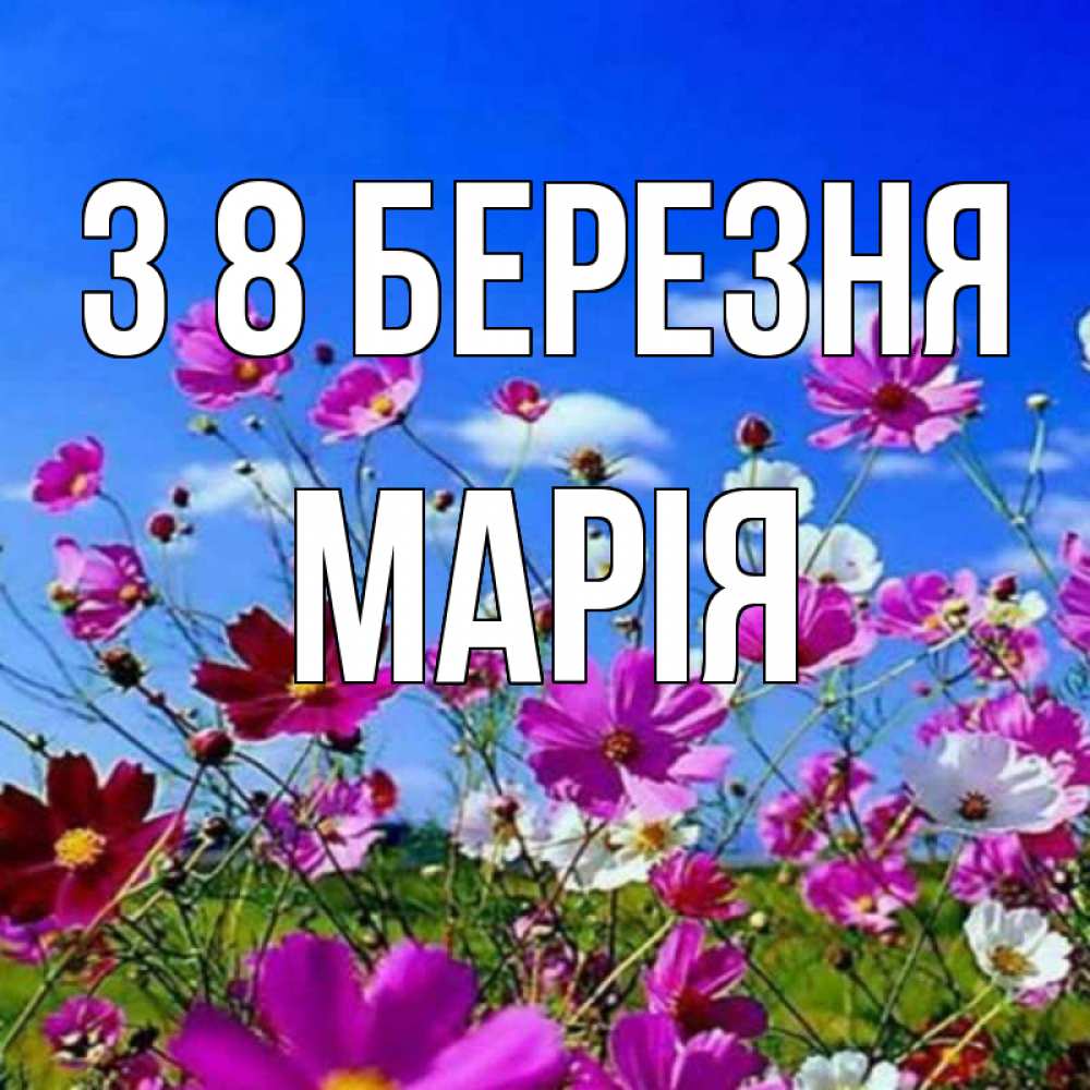 Открытка на каждый день з підписом, Марія З 8 БЕРЕЗНЯ цветы Прикольна листівка з побажанням онлайн скачати безкоштовно 