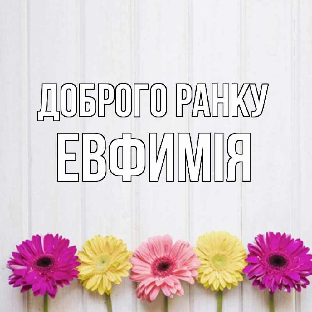 Открытка на каждый день з підписом, Евфимiя Доброго ранку красный желтый и розовый цветок Прикольна листівка з побажанням онлайн скачати безкоштовно 