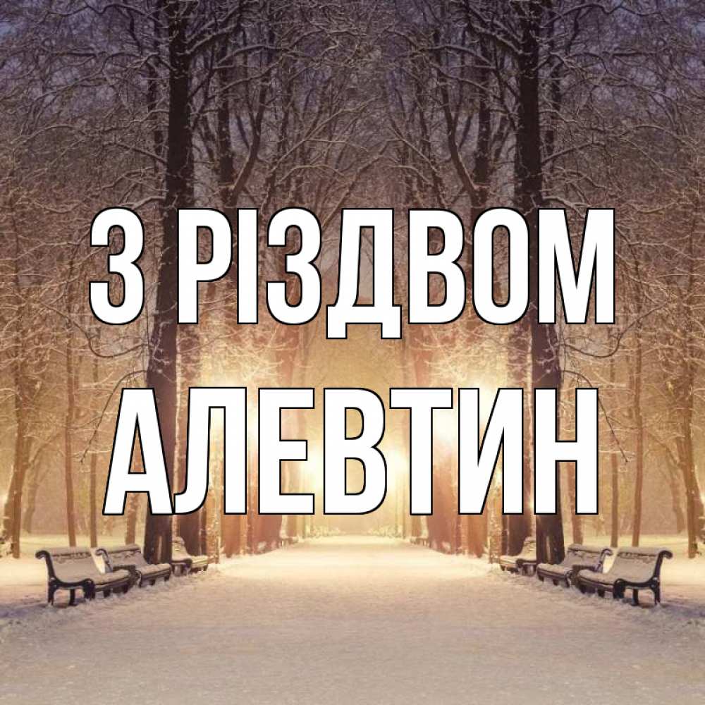 Открытка на каждый день з підписом, Алевтин З Різдвом зима, парк, фонарь, лес Прикольна листівка з побажанням онлайн скачати безкоштовно 