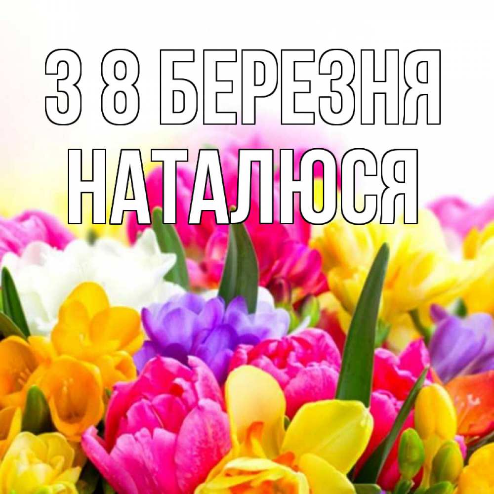 Открытка на каждый день з підписом, Наталюся З 8 БЕРЕЗНЯ тюльпаны Прикольна листівка з побажанням онлайн скачати безкоштовно 