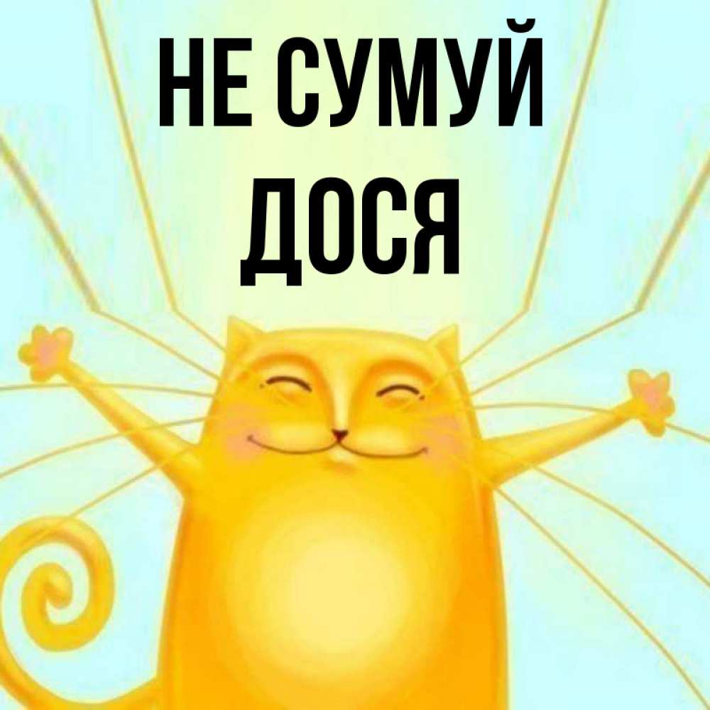 Открытка на каждый день з підписом, Дося Не сумуй обнимашки усатые Прикольна листівка з побажанням онлайн скачати безкоштовно 