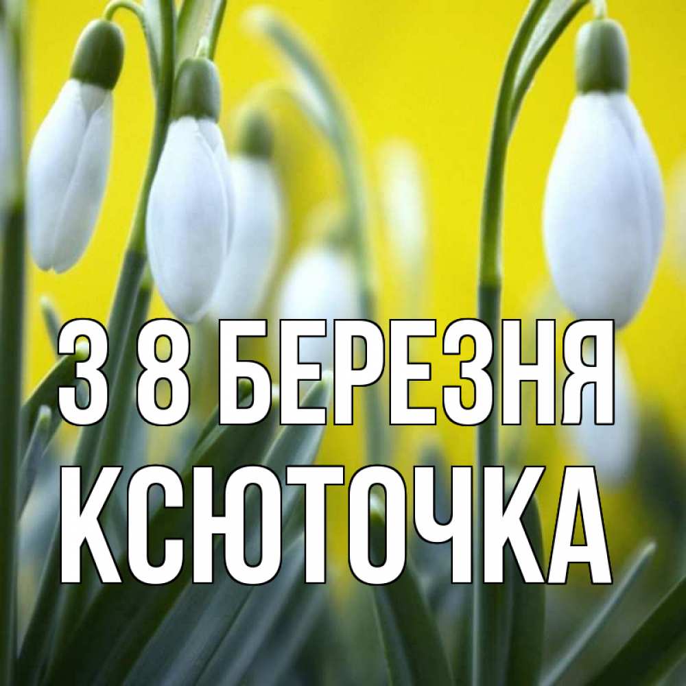 Открытка на каждый день з підписом, Ксюточка З 8 БЕРЕЗНЯ весенние цветы Прикольна листівка з побажанням онлайн скачати безкоштовно 