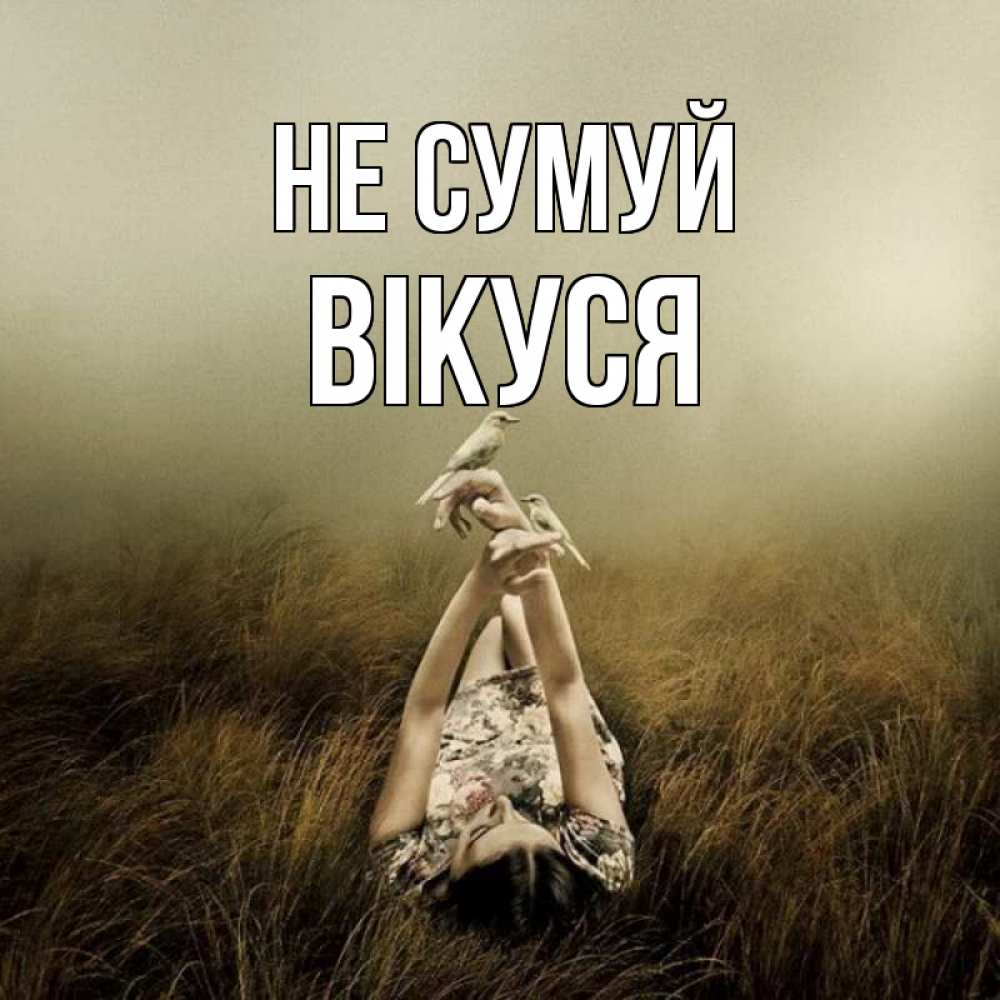 Открытка на каждый день з підписом, Вікуся Не сумуй поле и туман Прикольна листівка з побажанням онлайн скачати безкоштовно 