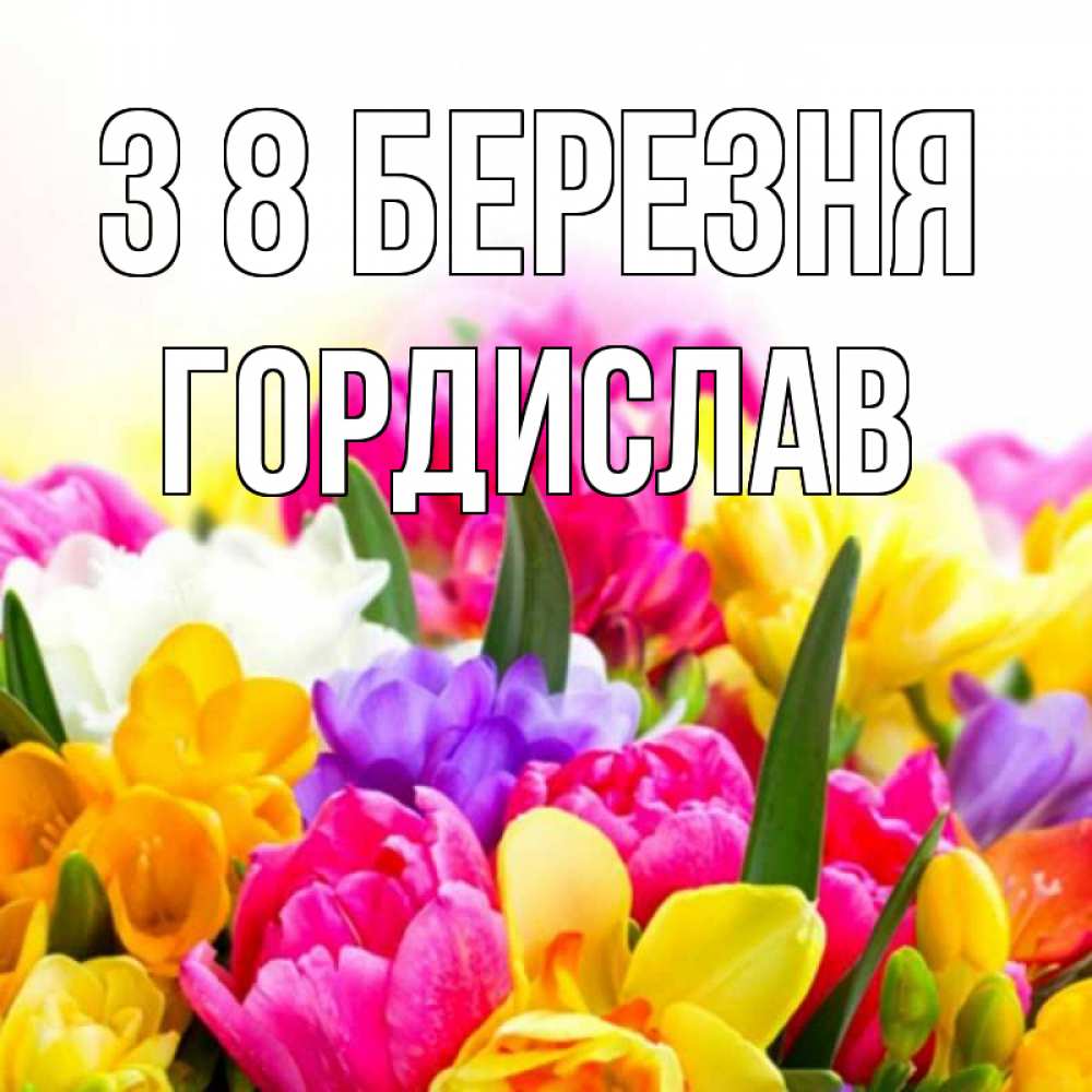 Открытка на каждый день з підписом, Гордислав З 8 БЕРЕЗНЯ тюльпаны Прикольна листівка з побажанням онлайн скачати безкоштовно 