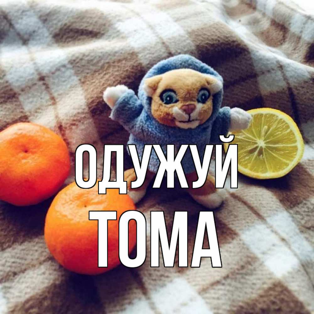 Открытка на каждый день з підписом, Тома Одужуй вот тебе апельсинка и лимон Прикольна листівка з побажанням онлайн скачати безкоштовно 