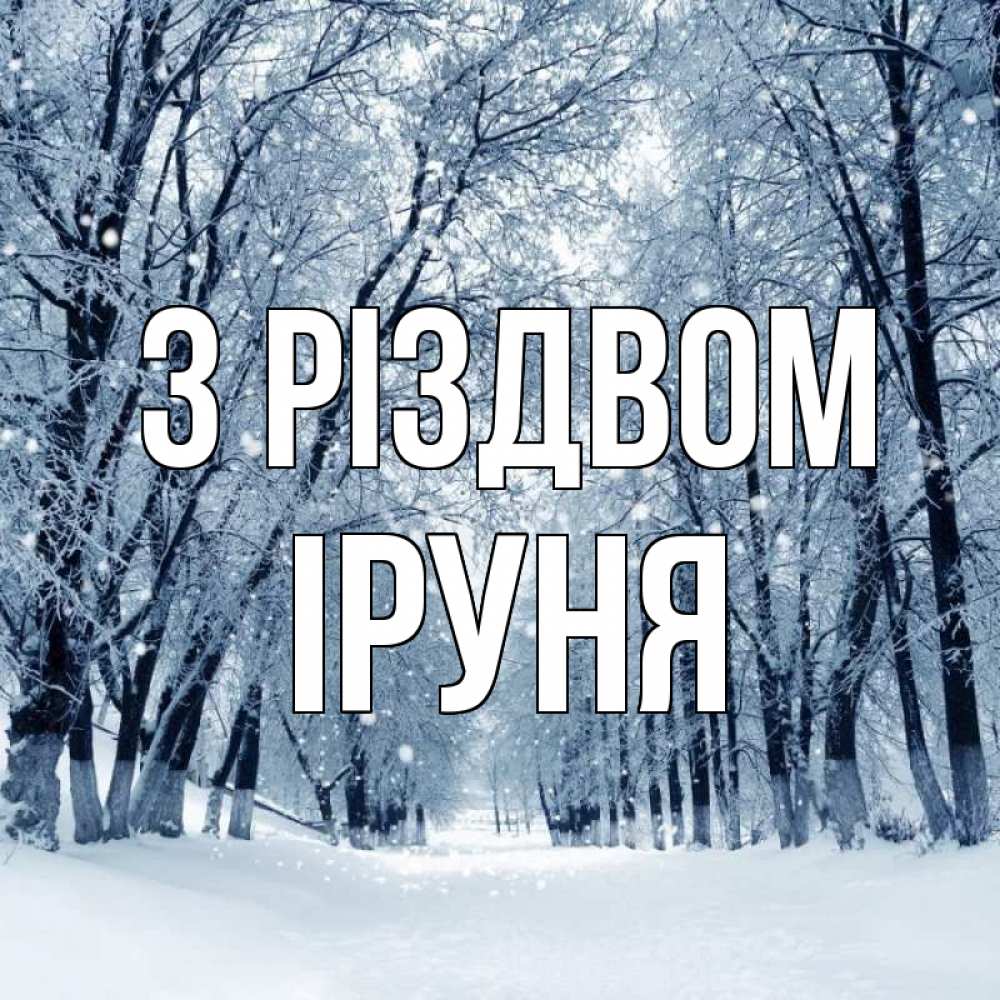 Открытка на каждый день з підписом, Іруня З Різдвом снег, лес, парк Прикольна листівка з побажанням онлайн скачати безкоштовно 