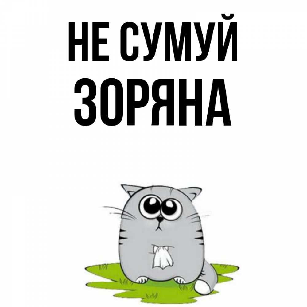 Открытка на каждый день з підписом, Зоряна Не сумуй грустный котяра Прикольна листівка з побажанням онлайн скачати безкоштовно 