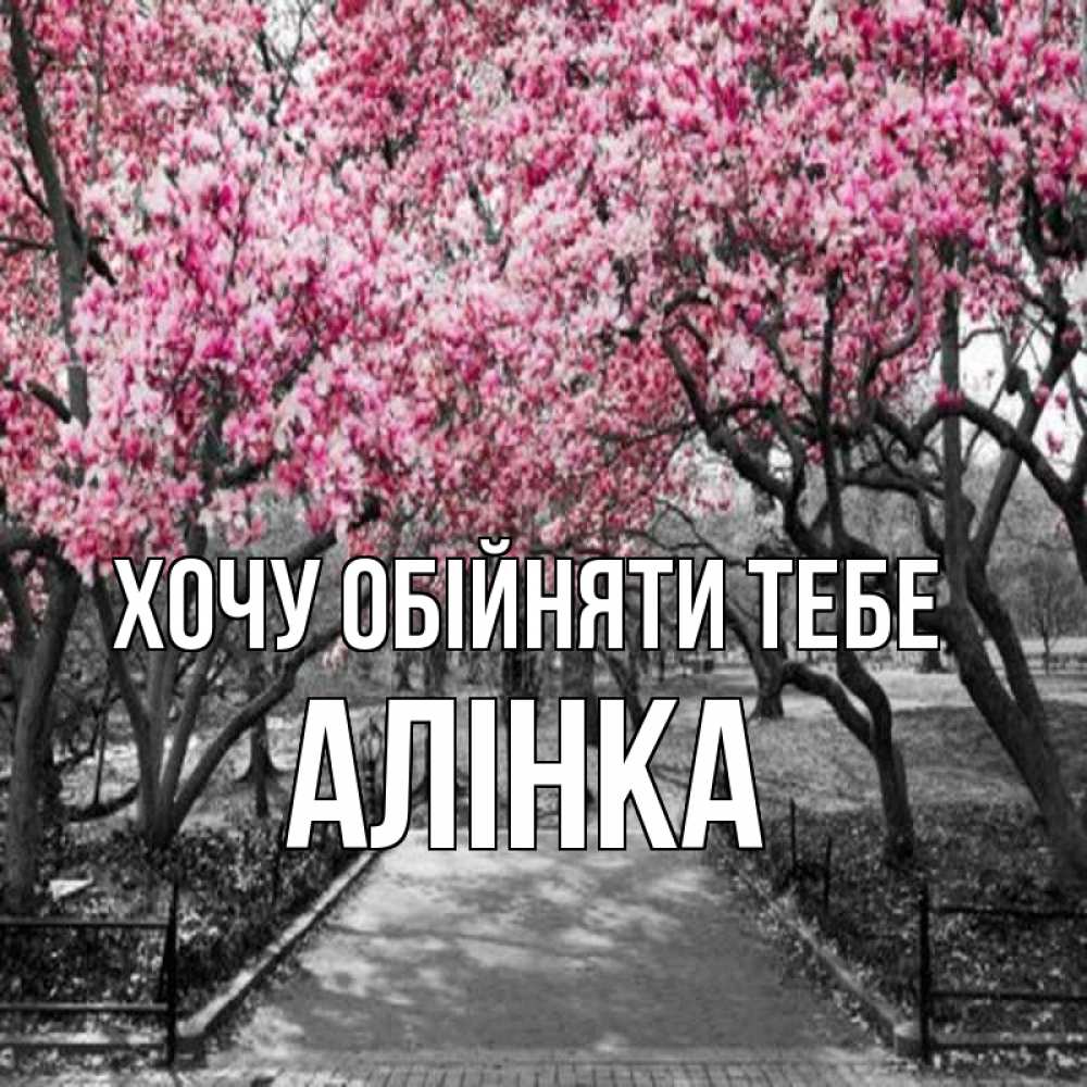 Открытка на каждый день з підписом, Алінка Хочу обійняти тебе обработанное фото Прикольна листівка з побажанням онлайн скачати безкоштовно 
