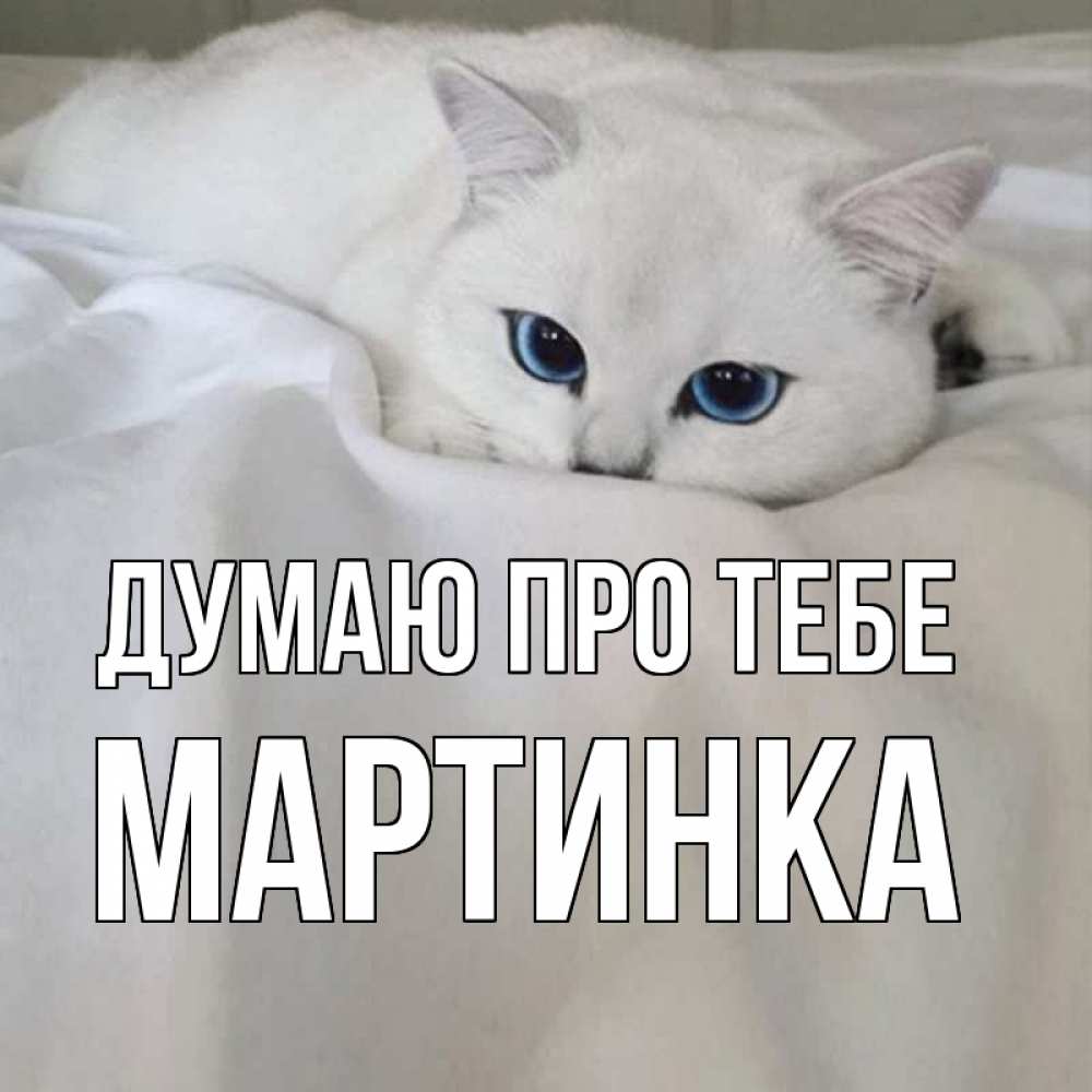 Открытка на каждый день з підписом, Мартинка Думаю про тебе я очень по тебе скучаю и тоскую Прикольна листівка з побажанням онлайн скачати безкоштовно 