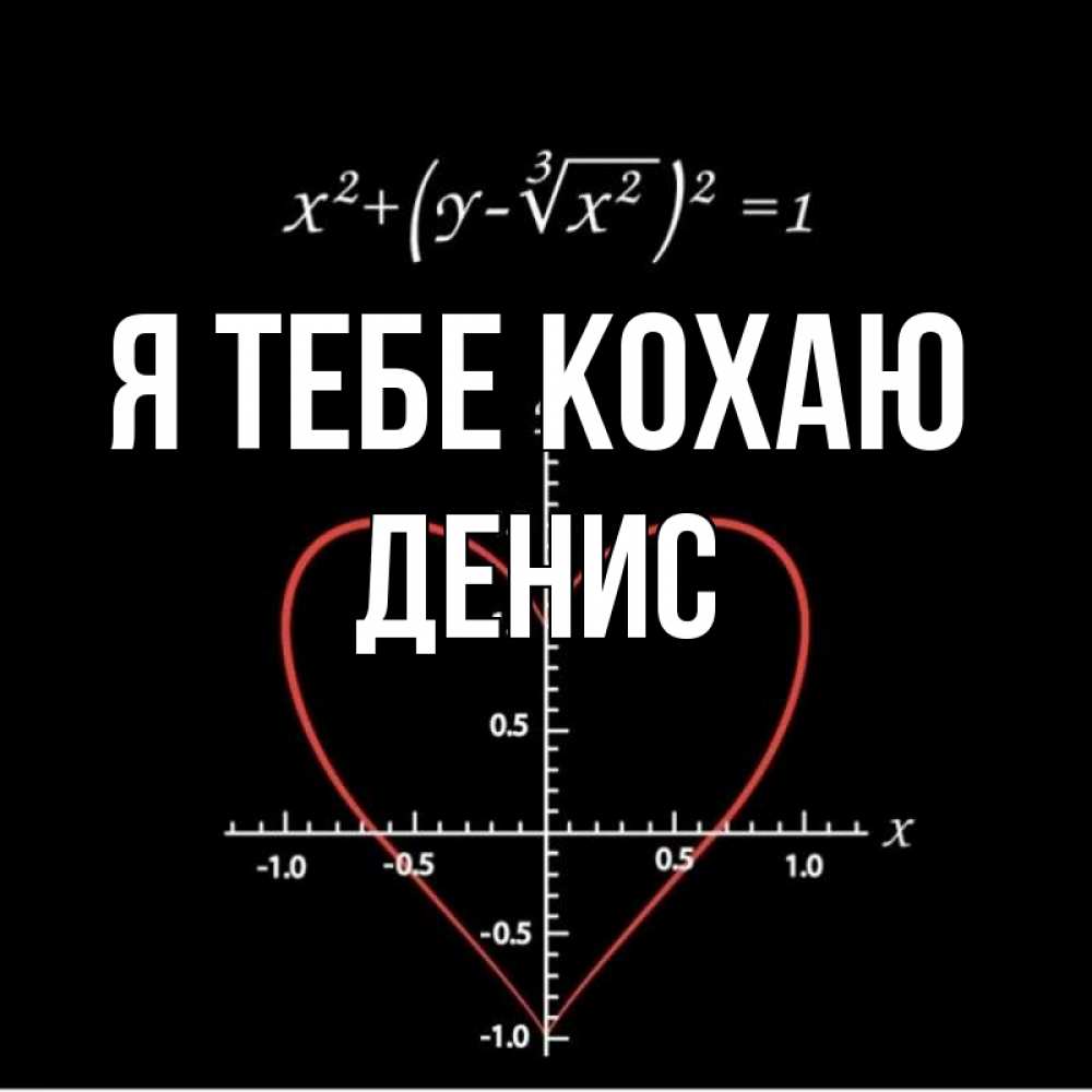 Открытка на каждый день з підписом, Денис Я тебе кохаю сердечная формула Прикольна листівка з побажанням онлайн скачати безкоштовно 