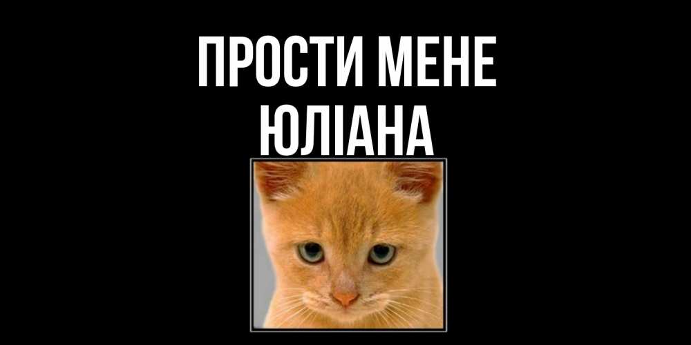 Открытка на каждый день з підписом, Юліана Прости мене рыжий грустный кот просит прощения Прикольна листівка з побажанням онлайн скачати безкоштовно 