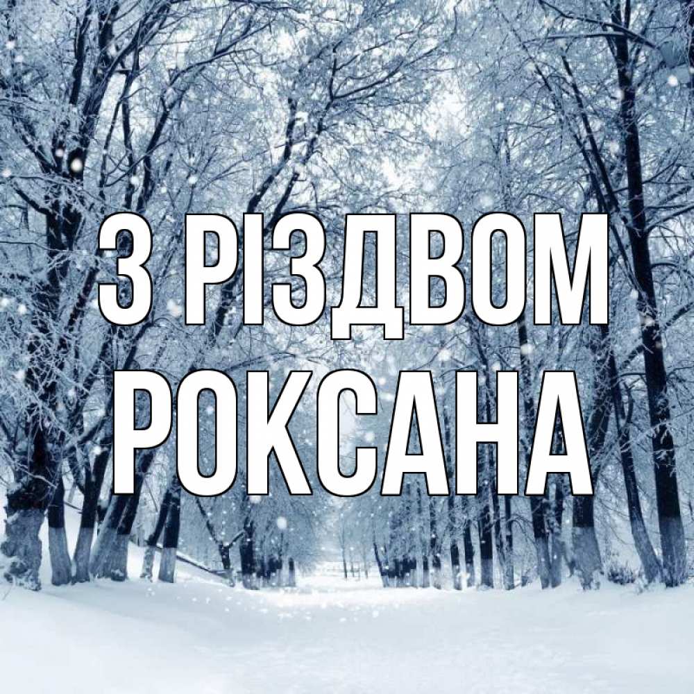 Открытка на каждый день з підписом, Роксана З Різдвом снег, лес, парк Прикольна листівка з побажанням онлайн скачати безкоштовно 