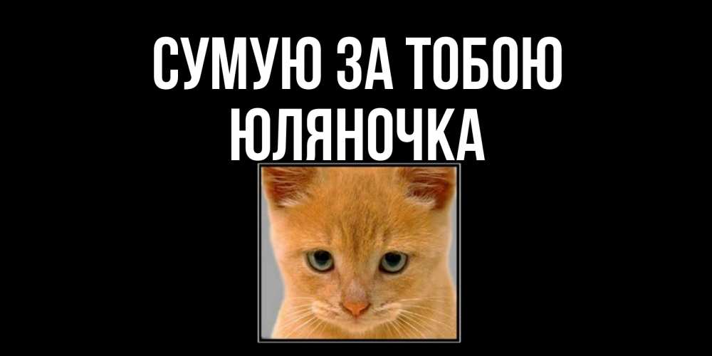 Открытка на каждый день з підписом, Юляночка Сумую за тобою открытки рыжий котенок скучает по тебе Прикольна листівка з побажанням онлайн скачати безкоштовно 
