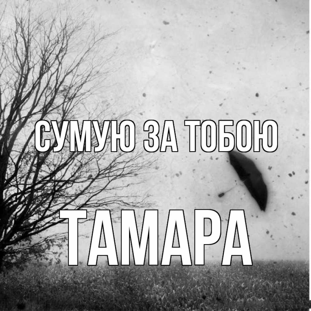 Открытка на каждый день з підписом, Тамара Сумую за тобою зонт летит Прикольна листівка з побажанням онлайн скачати безкоштовно 