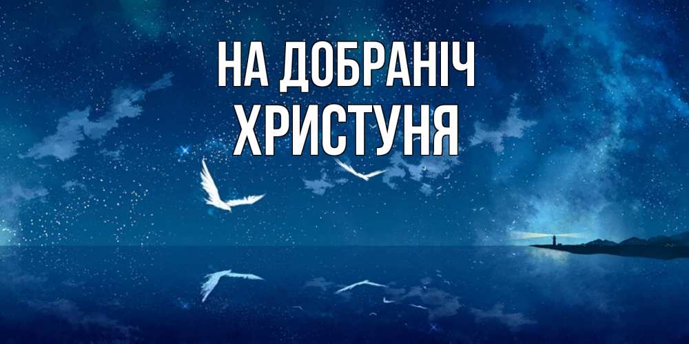Открытка на каждый день з підписом, Христуня На добраніч птицы летят на фоне ночного неба Прикольна листівка з побажанням онлайн скачати безкоштовно 