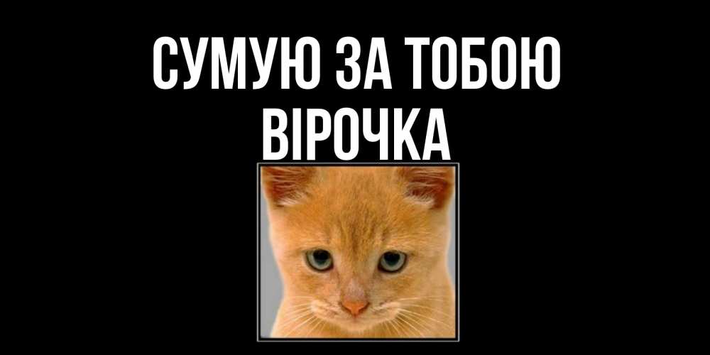 Открытка на каждый день з підписом, Вірочка Сумую за тобою открытки рыжий котенок скучает по тебе Прикольна листівка з побажанням онлайн скачати безкоштовно 
