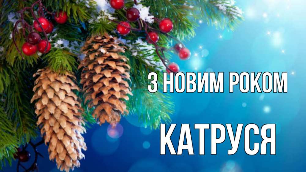 Открытка на каждый день з підписом, Катруся З новим роком Новый год, ель, шишки Прикольна листівка з побажанням онлайн скачати безкоштовно 