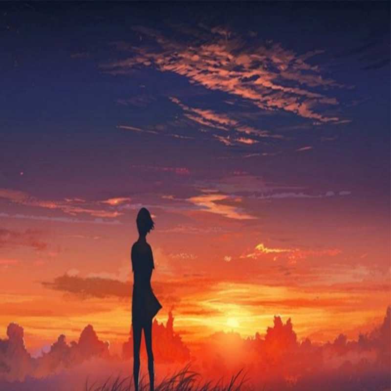 Открытка вечернее небо  стройная девушка  Хочу обійняти тебе 