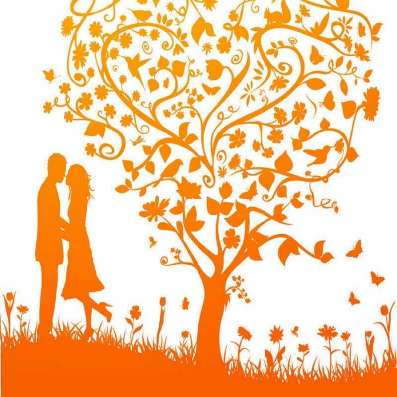 Открытка оранжевое узорчатое дерево  красивый векторный клипарт  Хочу обійняти тебе 