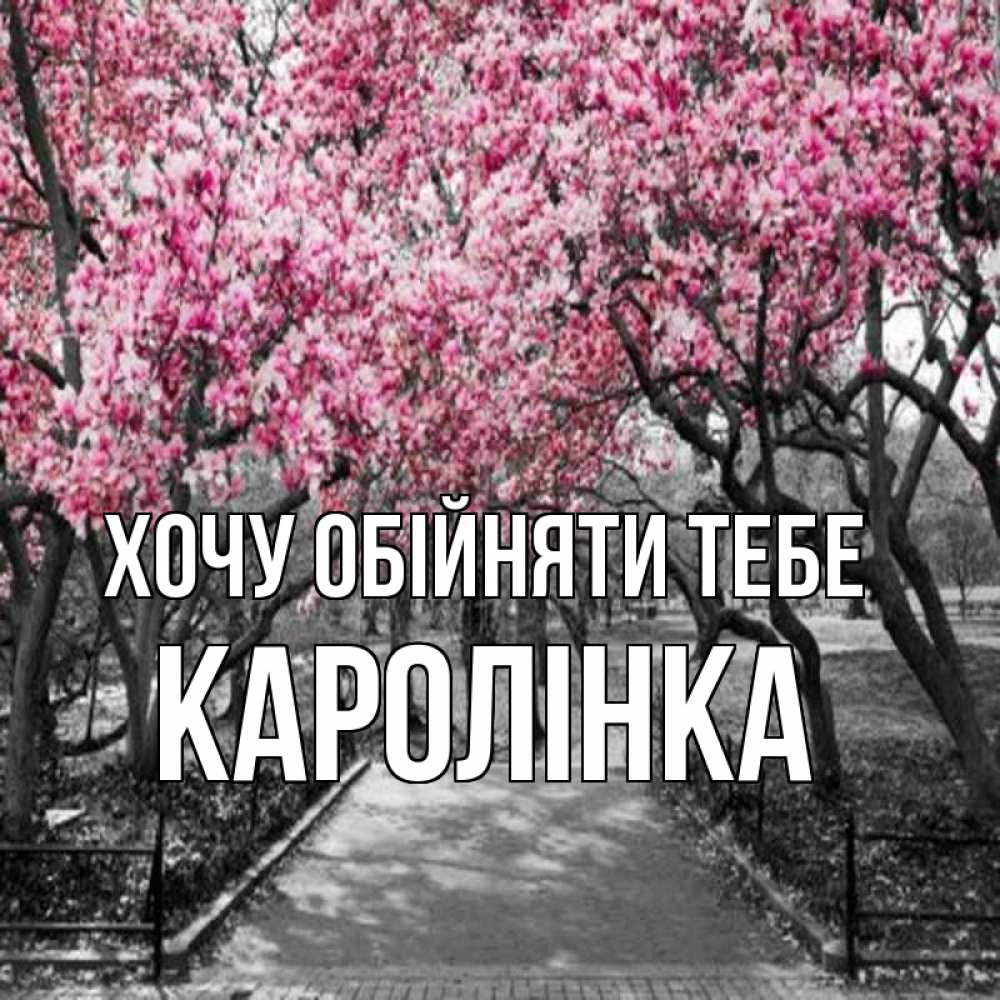 Открытка на каждый день з підписом, Каролінка Хочу обійняти тебе обработанное фото Прикольна листівка з побажанням онлайн скачати безкоштовно 