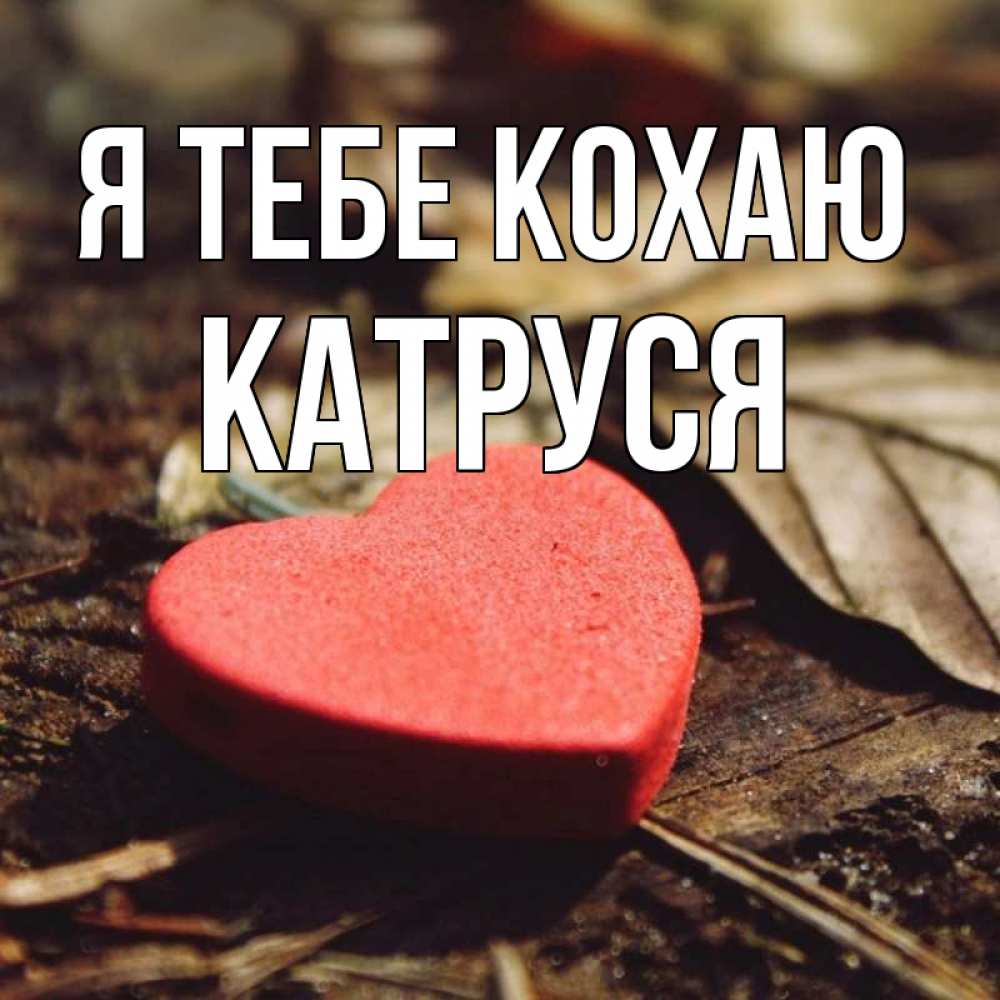 Открытка на каждый день з підписом, Катруся Я тебе кохаю листья деревье 4 Прикольна листівка з побажанням онлайн скачати безкоштовно 