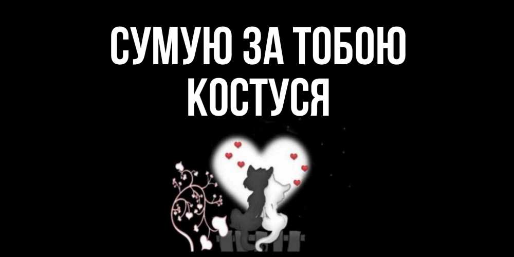 Открытка на каждый день з підписом, Костуся Сумую за тобою коты Прикольна листівка з побажанням онлайн скачати безкоштовно 