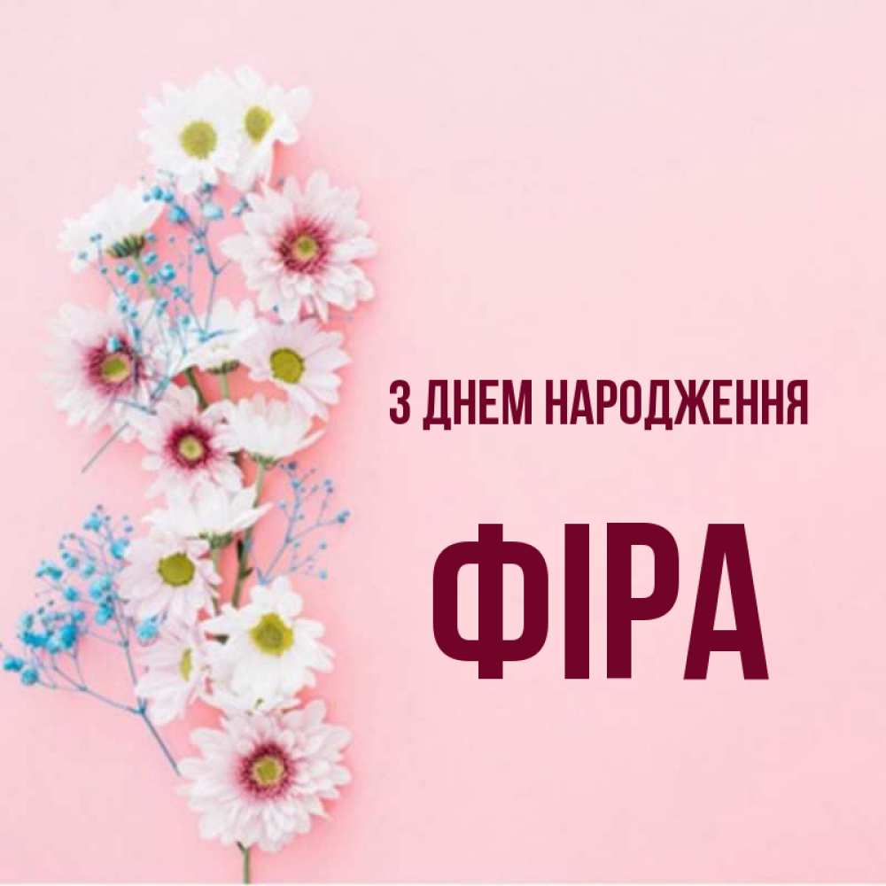 Открытка на каждый день з підписом, Фіра З Днем народження Родная моя с днем рождения тебя картинка с цветами белыми и голубыми Прикольна листівка з побажанням онлайн скачати безкоштовно 