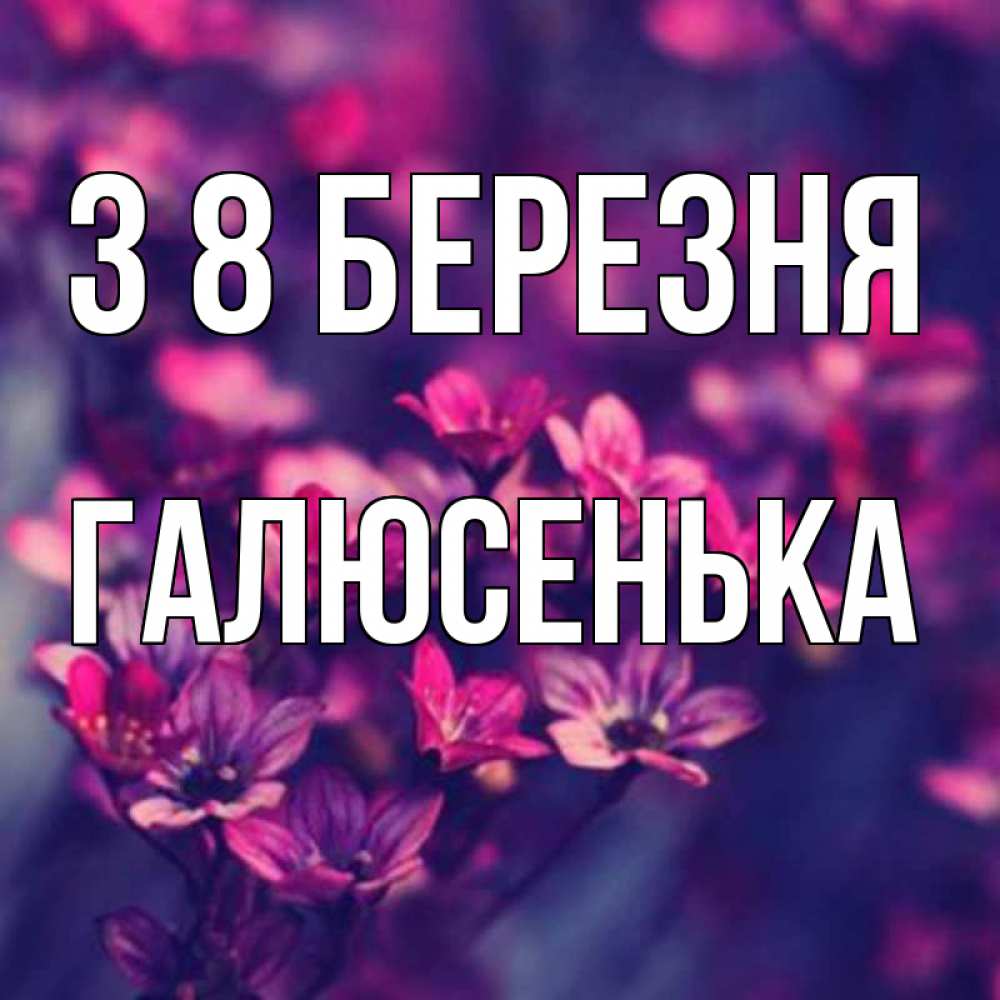 Открытка на каждый день з підписом, Галюсенька З 8 БЕРЕЗНЯ небольшие цветы 1 Прикольна листівка з побажанням онлайн скачати безкоштовно 