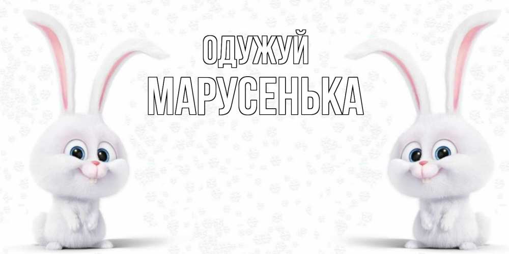 Открытка на каждый день з підписом, Марусенька Одужуй не болей с зайцем Прикольна листівка з побажанням онлайн скачати безкоштовно 