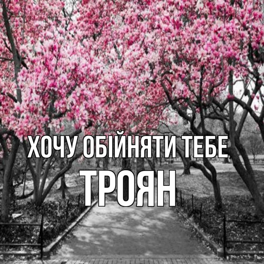 Открытка на каждый день з підписом, Троян Хочу обійняти тебе обработанное фото Прикольна листівка з побажанням онлайн скачати безкоштовно 