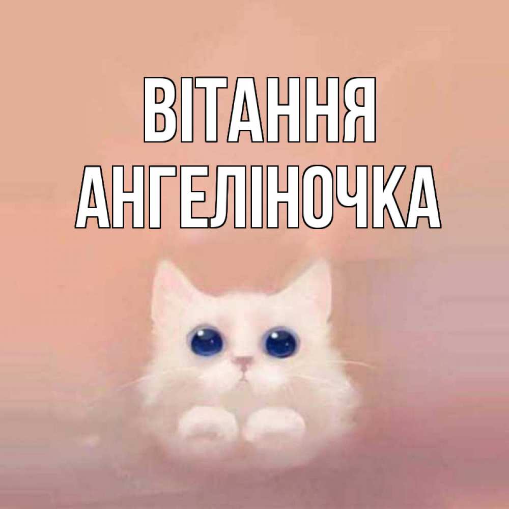 Открытка на каждый день з підписом, Ангеліночка Вітання котик белый в полете Прикольна листівка з побажанням онлайн скачати безкоштовно 