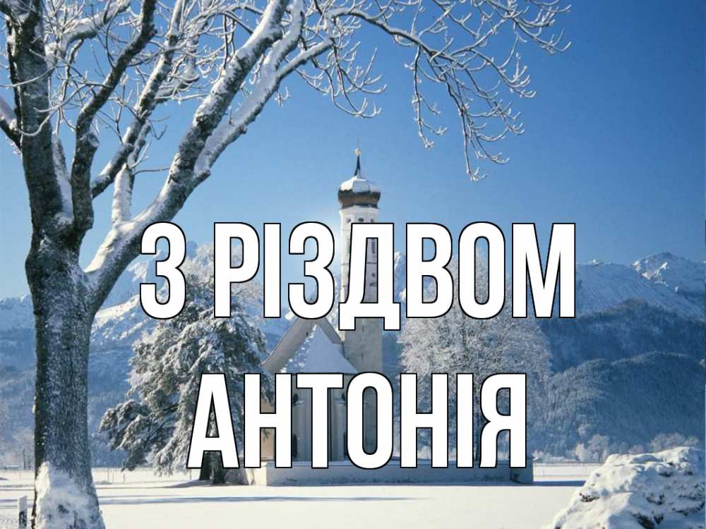 Открытка на каждый день з підписом, Антонія З Різдвом зима, храм, костел Прикольна листівка з побажанням онлайн скачати безкоштовно 