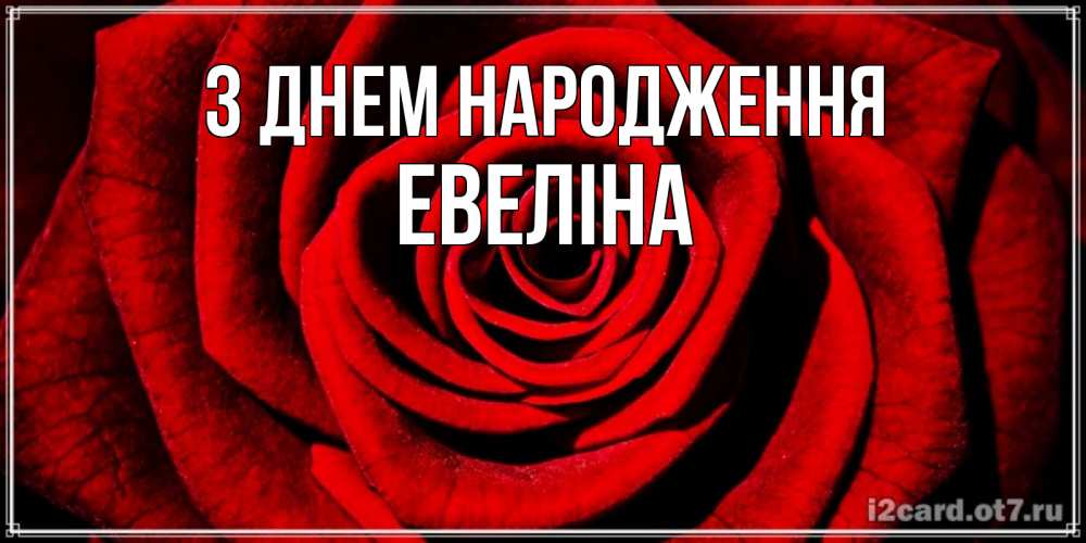 Открытка на каждый день з підписом, Евеліна З Днем народження алая роза Прикольна листівка з побажанням онлайн скачати безкоштовно 