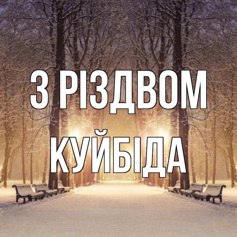 Открытка на каждый день з підписом, Куйбіда З Різдвом зима, парк, фонарь, лес Прикольна листівка з побажанням онлайн скачати безкоштовно 