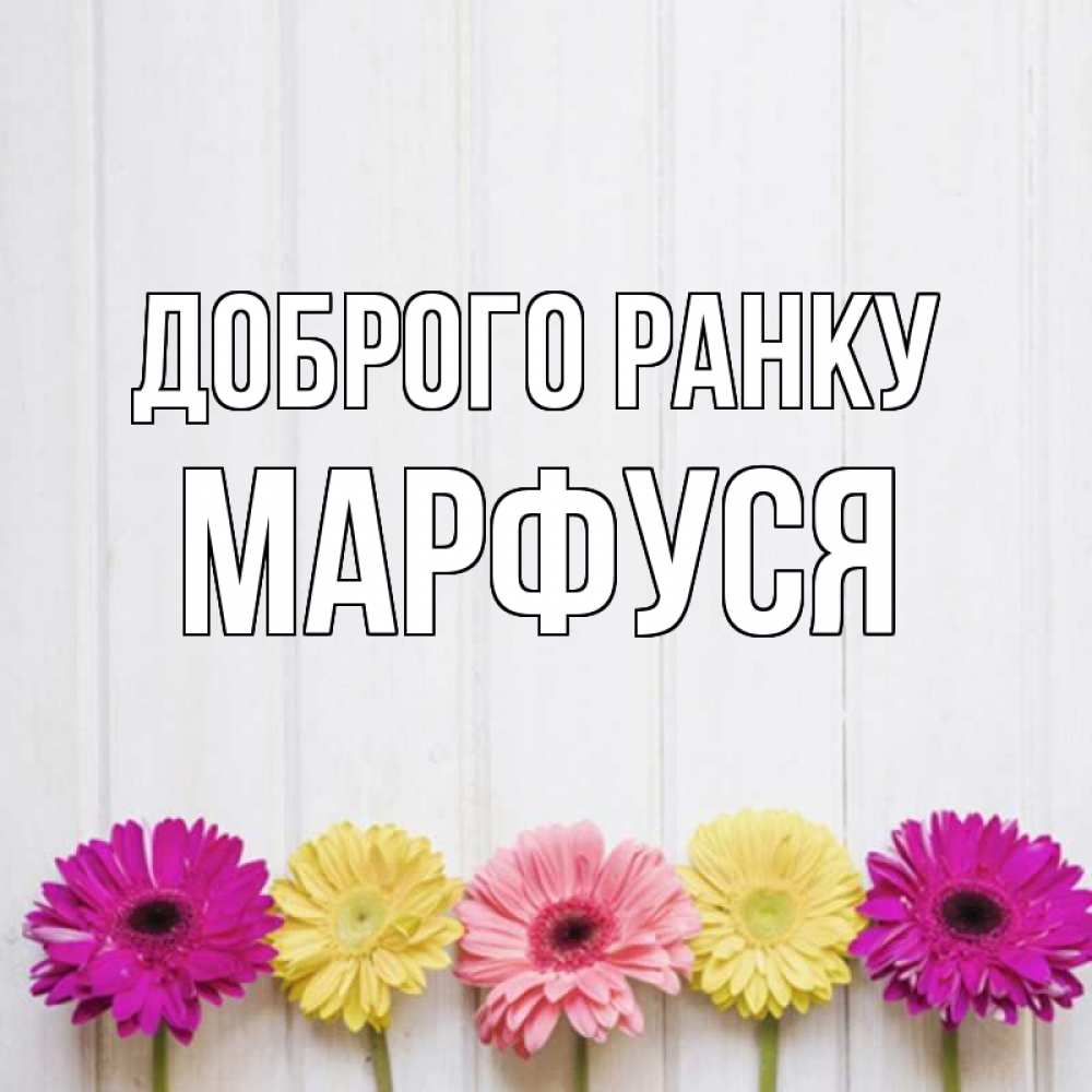 Открытка на каждый день з підписом, Марфуся Доброго ранку красный желтый и розовый цветок Прикольна листівка з побажанням онлайн скачати безкоштовно 