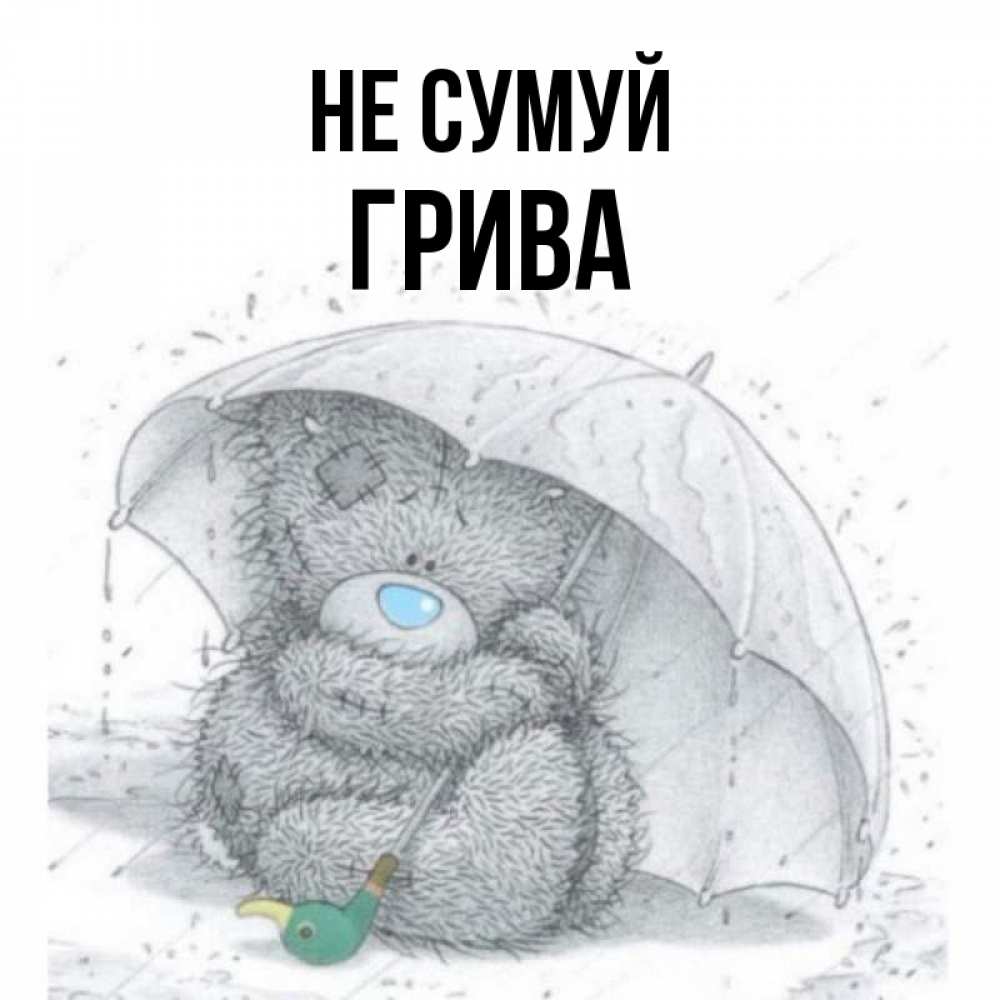 Открытка на каждый день з підписом, Грива Не сумуй спасите мишку Тедди Прикольна листівка з побажанням онлайн скачати безкоштовно 