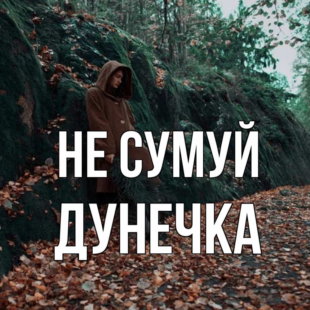 Открытка на каждый день з підписом, Дунечка Не сумуй осенний лес Прикольна листівка з побажанням онлайн скачати безкоштовно 