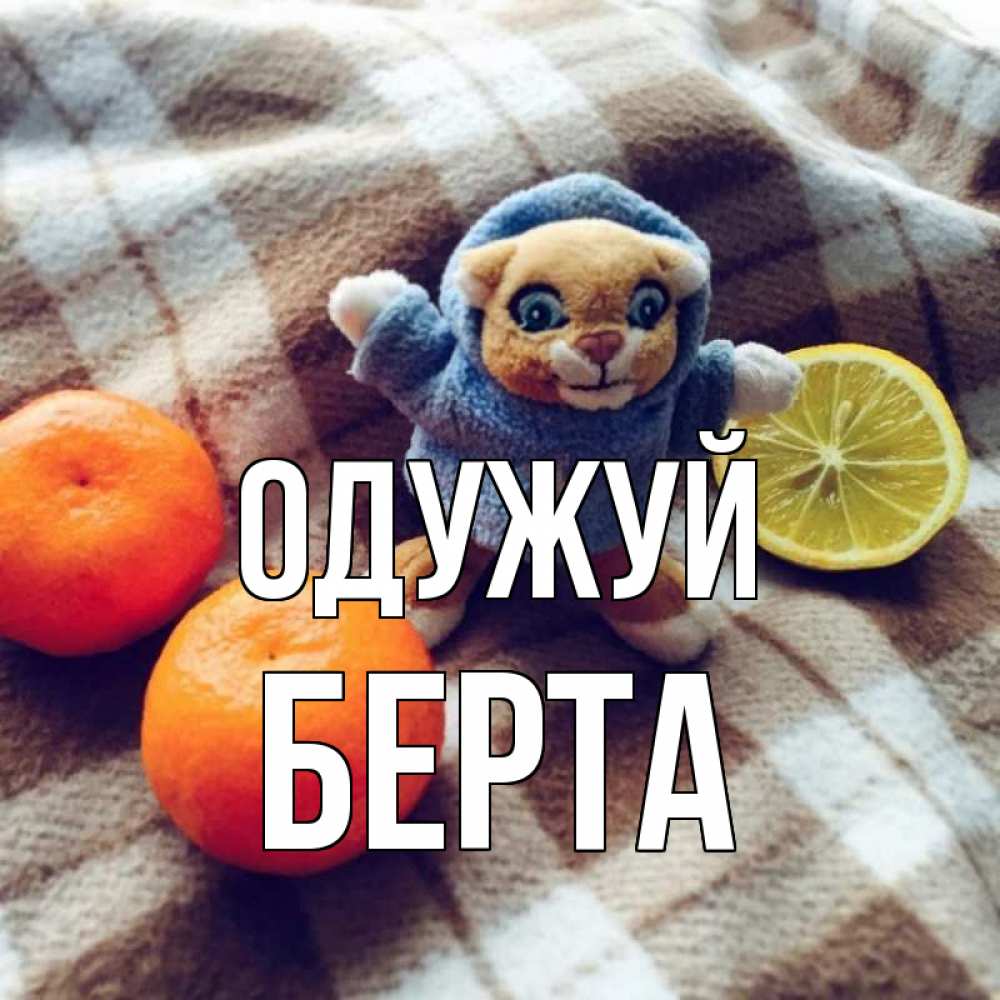 Открытка на каждый день з підписом, Берта Одужуй вот тебе апельсинка и лимон Прикольна листівка з побажанням онлайн скачати безкоштовно 