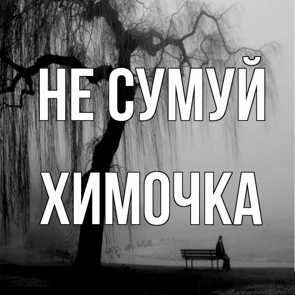 Открытка на каждый день з підписом, Химочка Не сумуй висящие ветки дерева и лавочка под деревом Прикольна листівка з побажанням онлайн скачати безкоштовно 