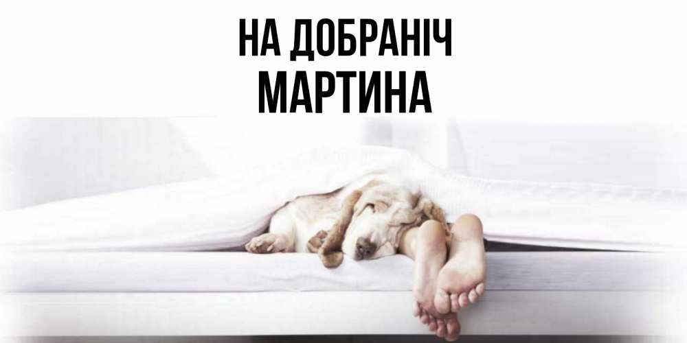 Открытка на каждый день з підписом, Мартина На добраніч кровать с собакой пожелание сладких снов и спокойной ночи Прикольна листівка з побажанням онлайн скачати безкоштовно 