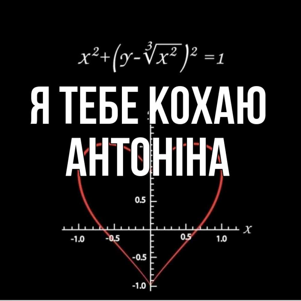 Открытка на каждый день з підписом, Антоніна Я тебе кохаю сердечная формула Прикольна листівка з побажанням онлайн скачати безкоштовно 