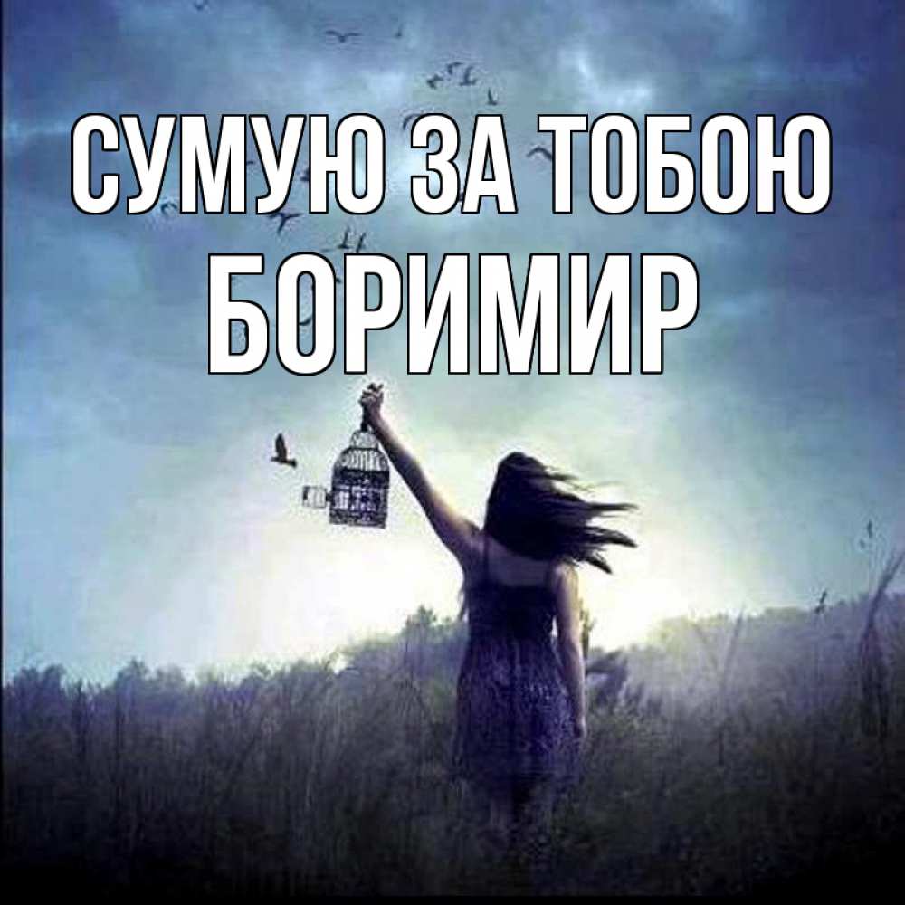 Открытка на каждый день з підписом, Боримир Сумую за тобою приходи ко мне Прикольна листівка з побажанням онлайн скачати безкоштовно 