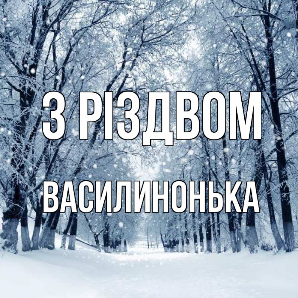 Открытка на каждый день з підписом, Василинонька З Різдвом снег, лес, парк Прикольна листівка з побажанням онлайн скачати безкоштовно 
