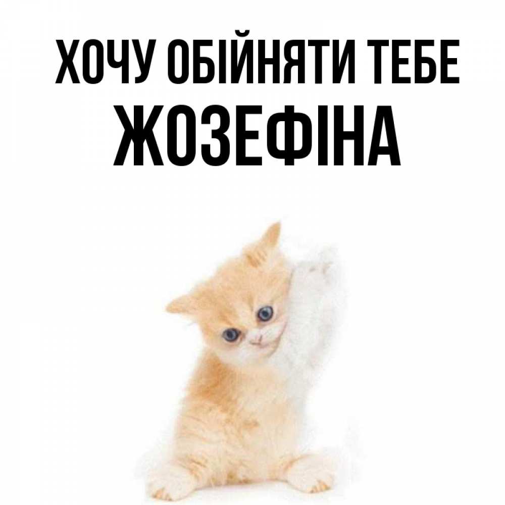 Открытка на каждый день з підписом, Жозефіна Хочу обійняти тебе я хочу очень скорее обнимаешек Прикольна листівка з побажанням онлайн скачати безкоштовно 