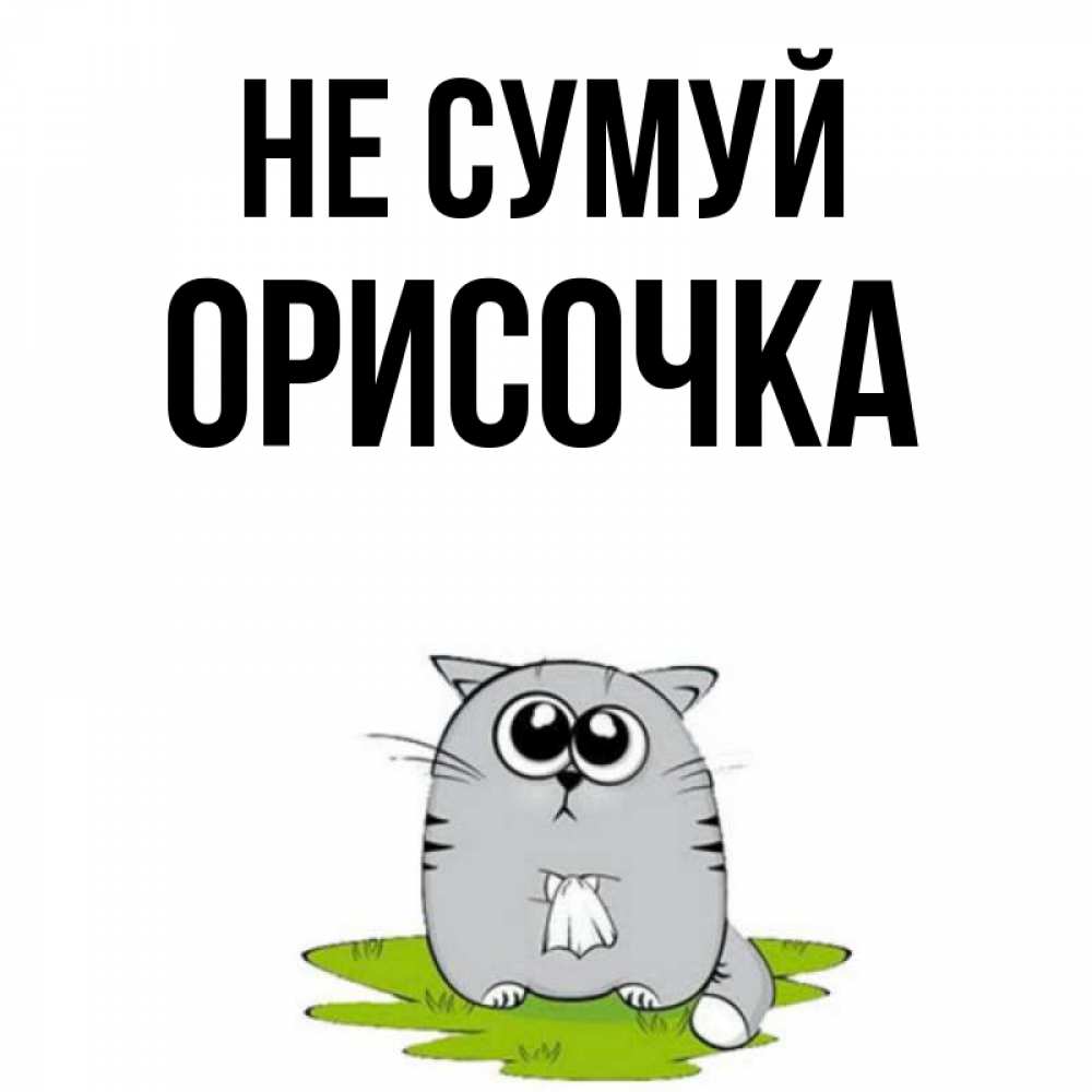 Открытка на каждый день з підписом, Орисочка Не сумуй грустный котяра Прикольна листівка з побажанням онлайн скачати безкоштовно 