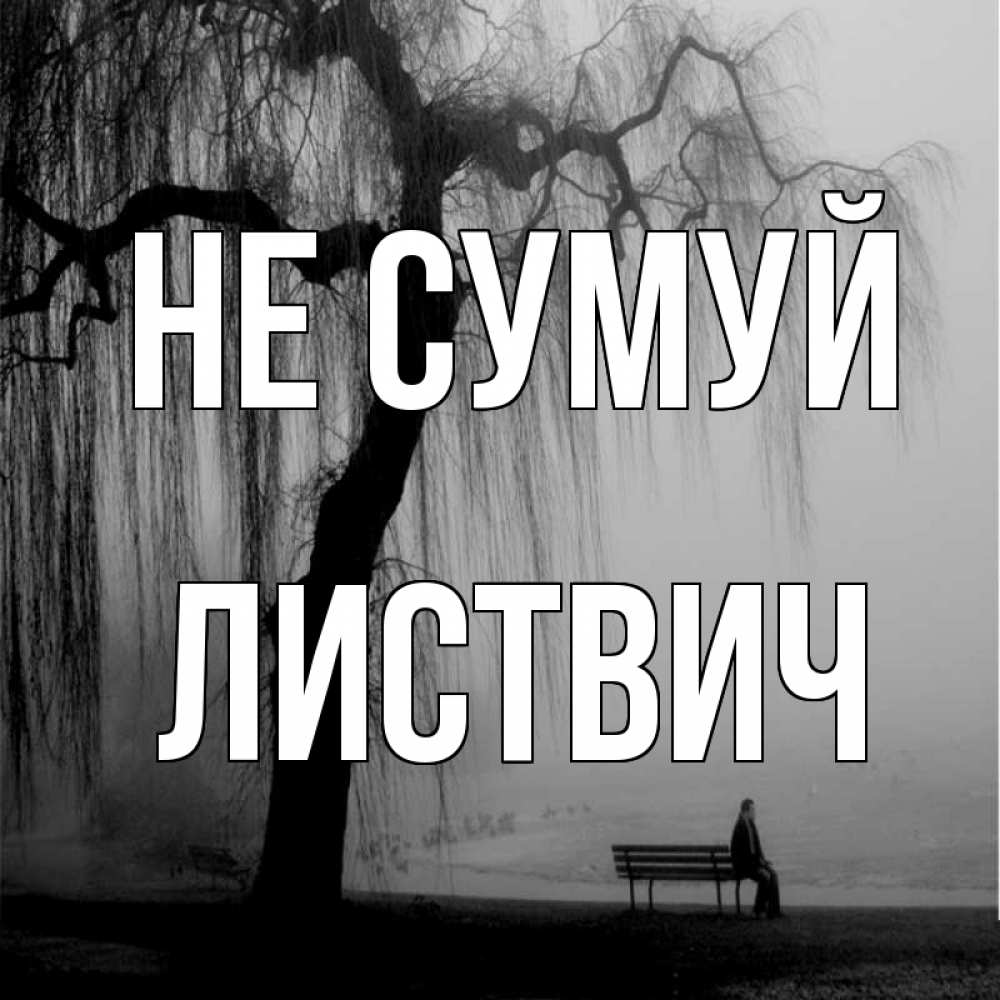 Открытка на каждый день з підписом, Листвич Не сумуй висящие ветки дерева и лавочка под деревом Прикольна листівка з побажанням онлайн скачати безкоштовно 