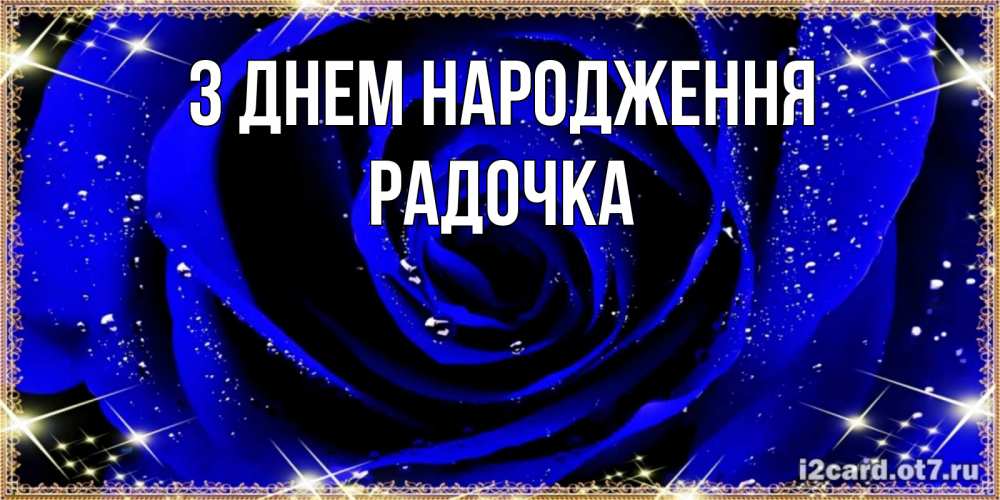 Открытка на каждый день з підписом, Радочка З Днем народження голубые цветы в росе Прикольна листівка з побажанням онлайн скачати безкоштовно 