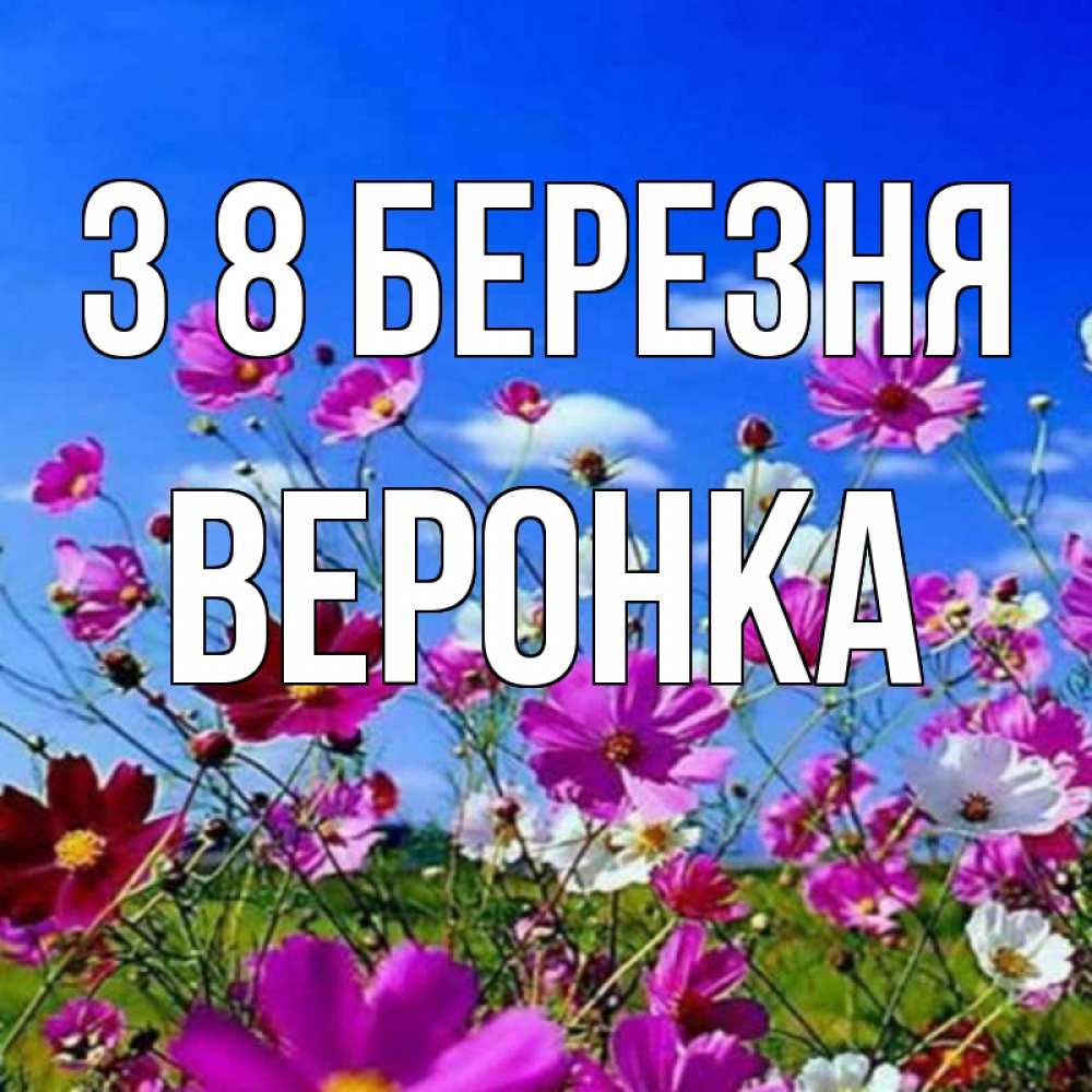 Открытка на каждый день з підписом, Веронка З 8 БЕРЕЗНЯ цветы Прикольна листівка з побажанням онлайн скачати безкоштовно 